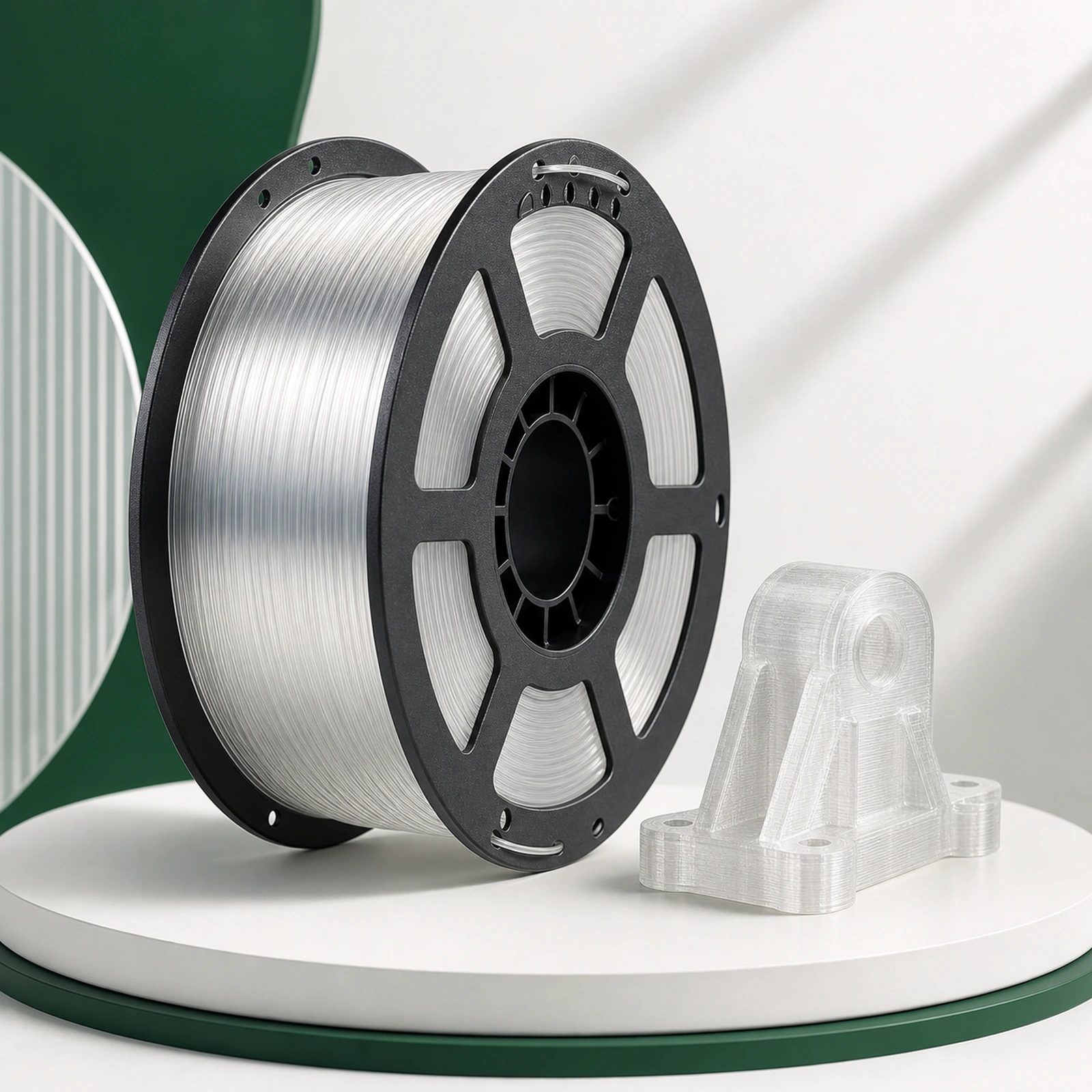 PETG Translucent spool with a representative printed sample