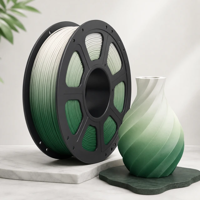 PLA Basic Gradient filament spool and complete printed sample