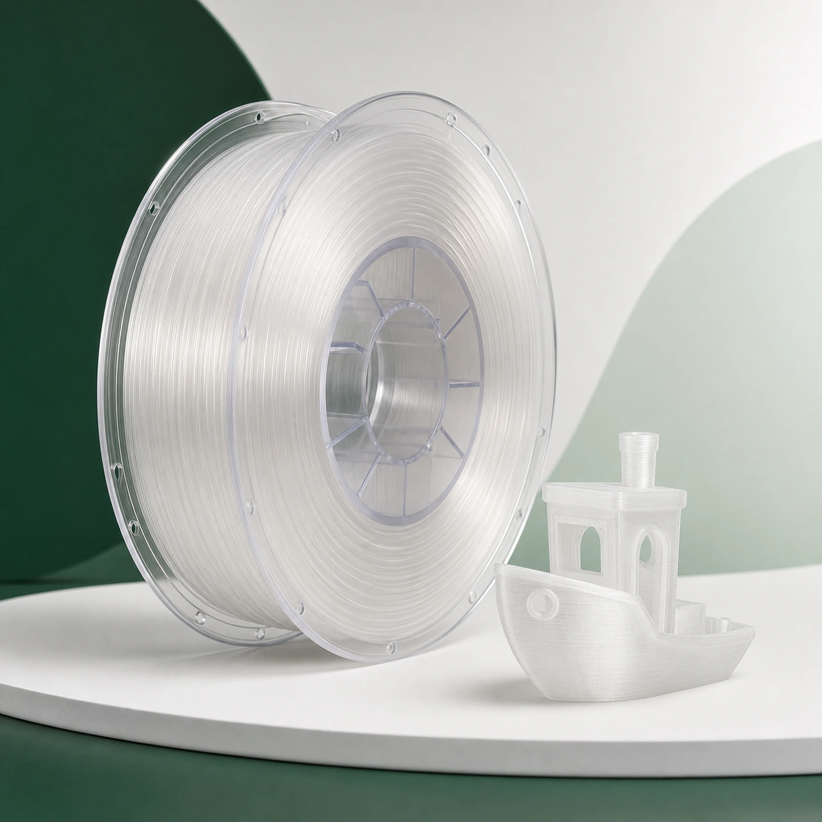 PLA Translucent spool with a representative printed sample