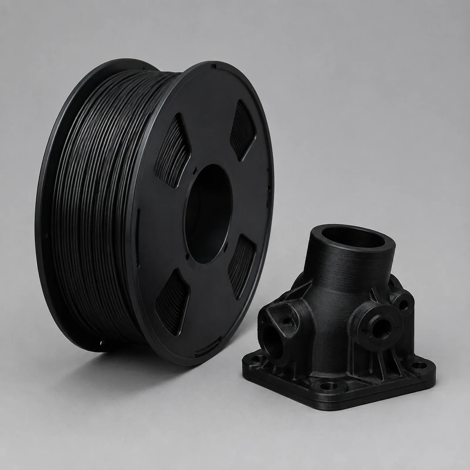 PPS-CF filament and printed sample