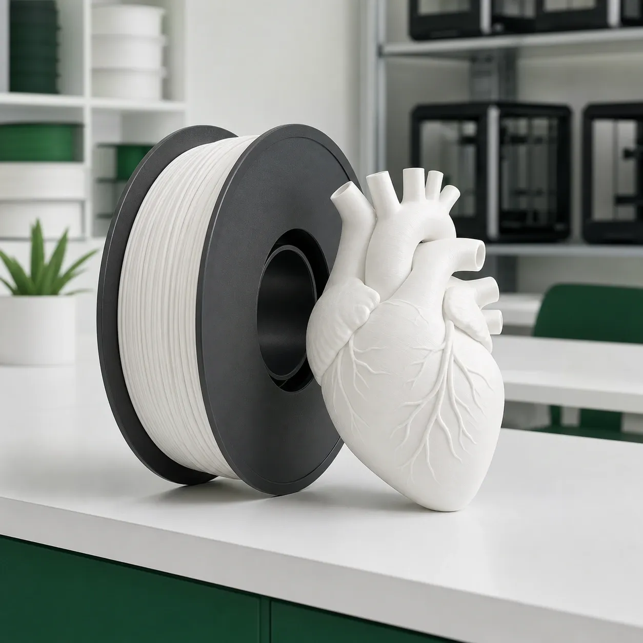 Unbranded PLA Basic spool with a complete educational 3D-printed model