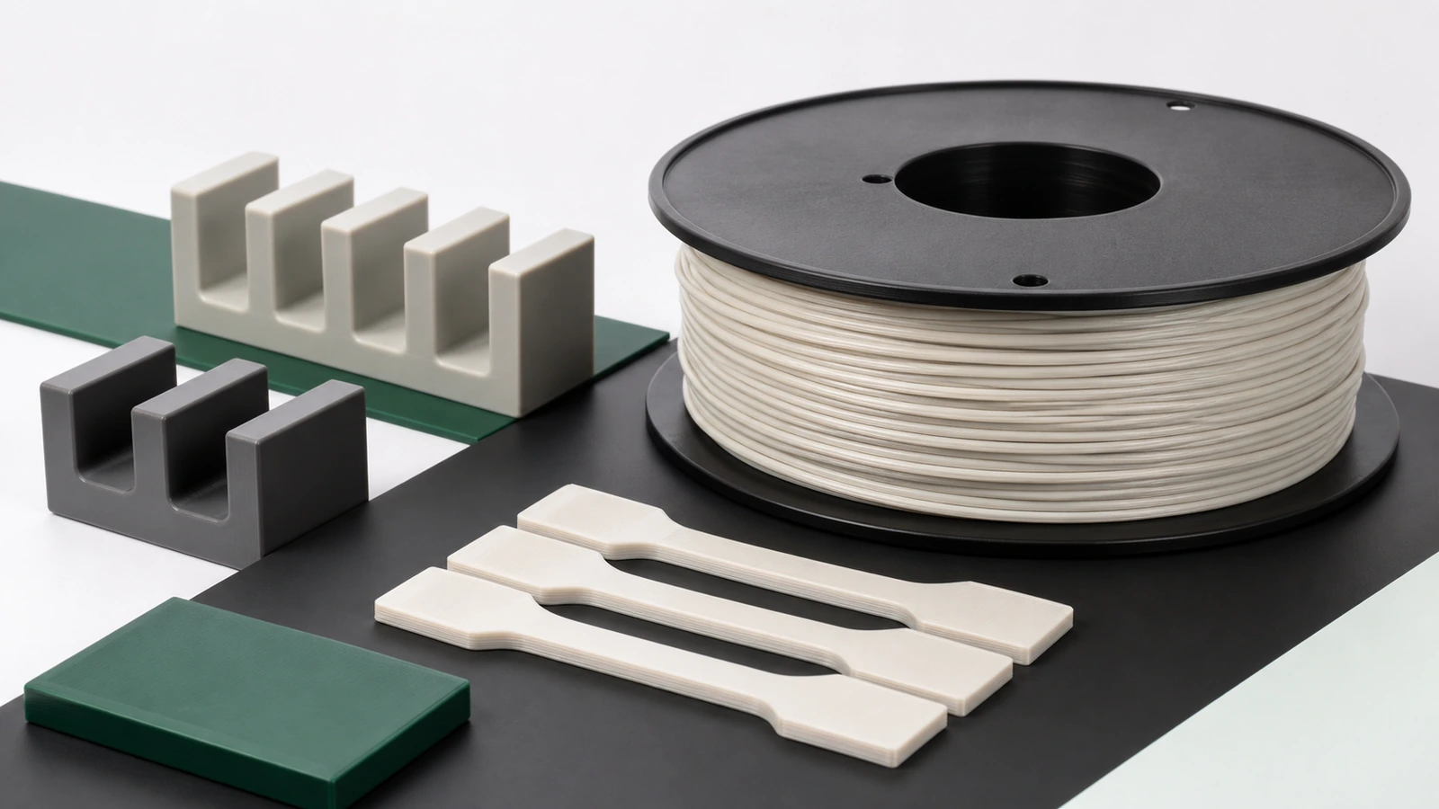 Measurement tools, a labeled filament sample, and a neutral inspection-record layout prepared for a review discussion