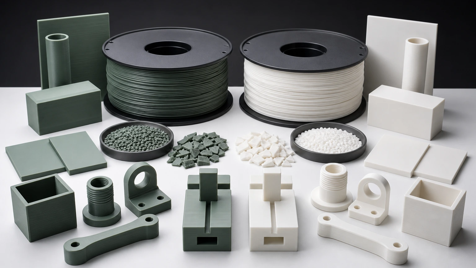Filament configurations and complete printed samples arranged for change-control review