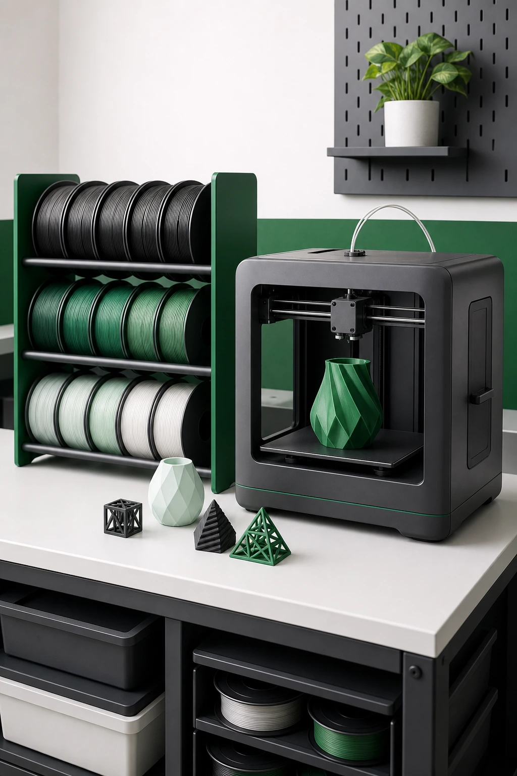 teal-to-violet wave vase for a 3D-printer filament e-commerce program