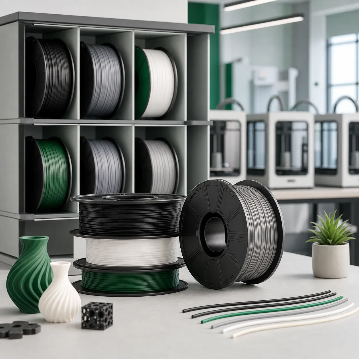 Neutral education 3D-printing program scene: geometry lesson