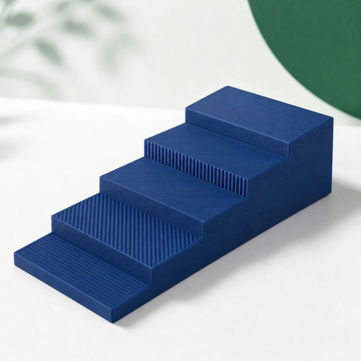 Marine Blue PLA Matte complete stepped surface coupon showing changing layer direction