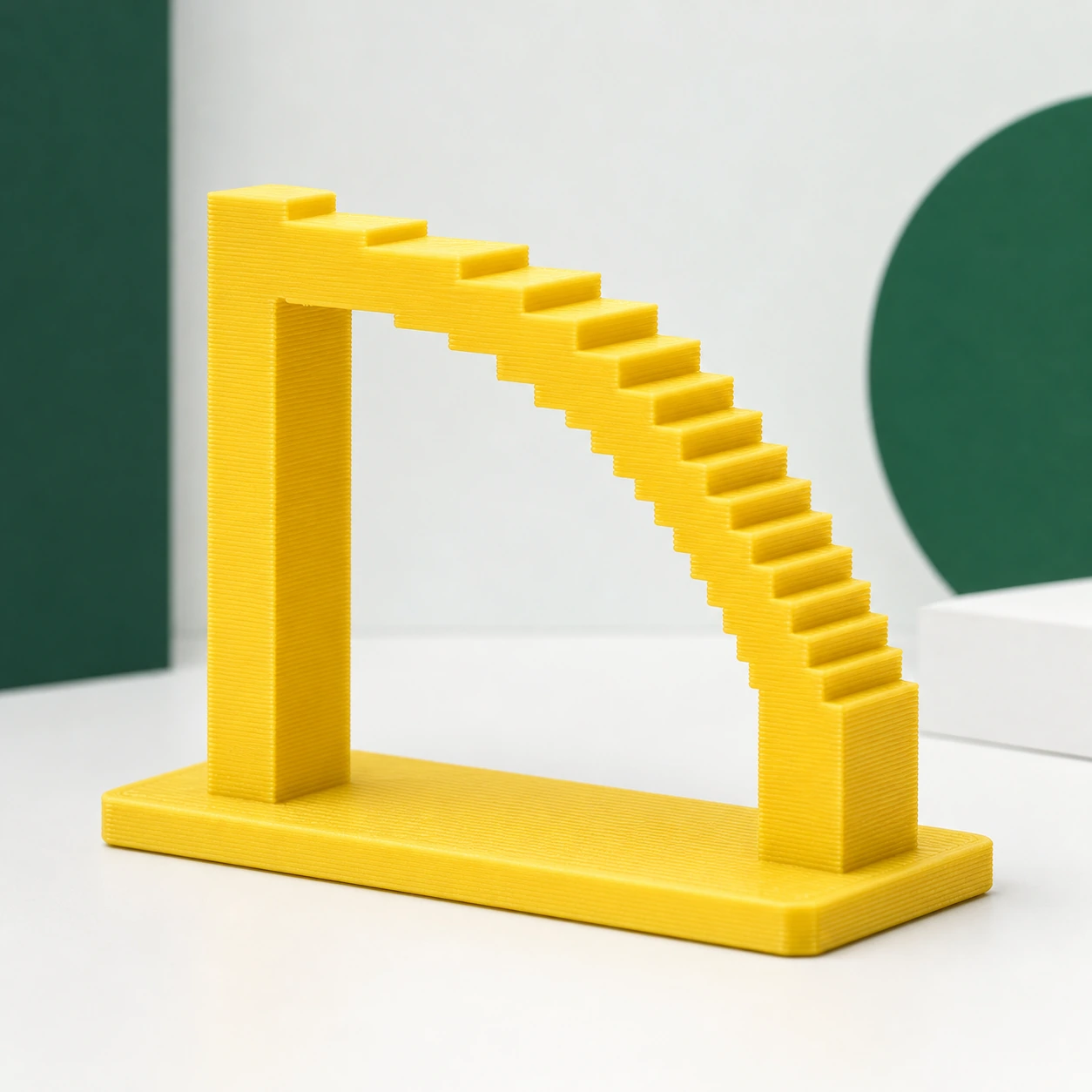 Lemon Yellow PLA Matte complete stepped overhang review specimen