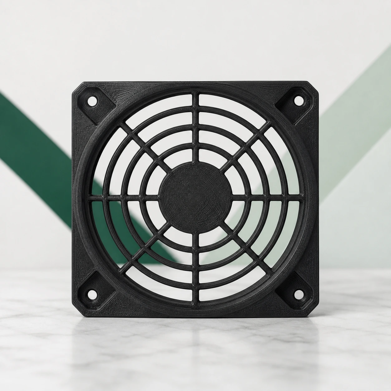 Black PAHT-CF: axial-fan shroud with a circular guard, four mounting corners