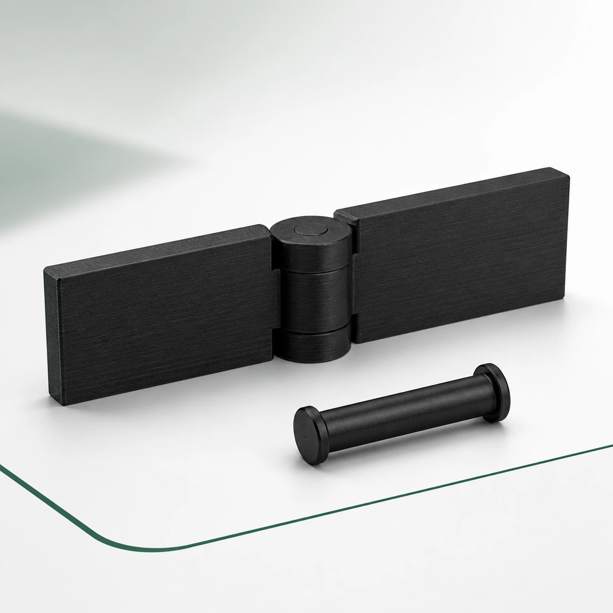Black PAHT-CF: pin-joint coupon with two joined leaves and a separate unmarked black polymer pin