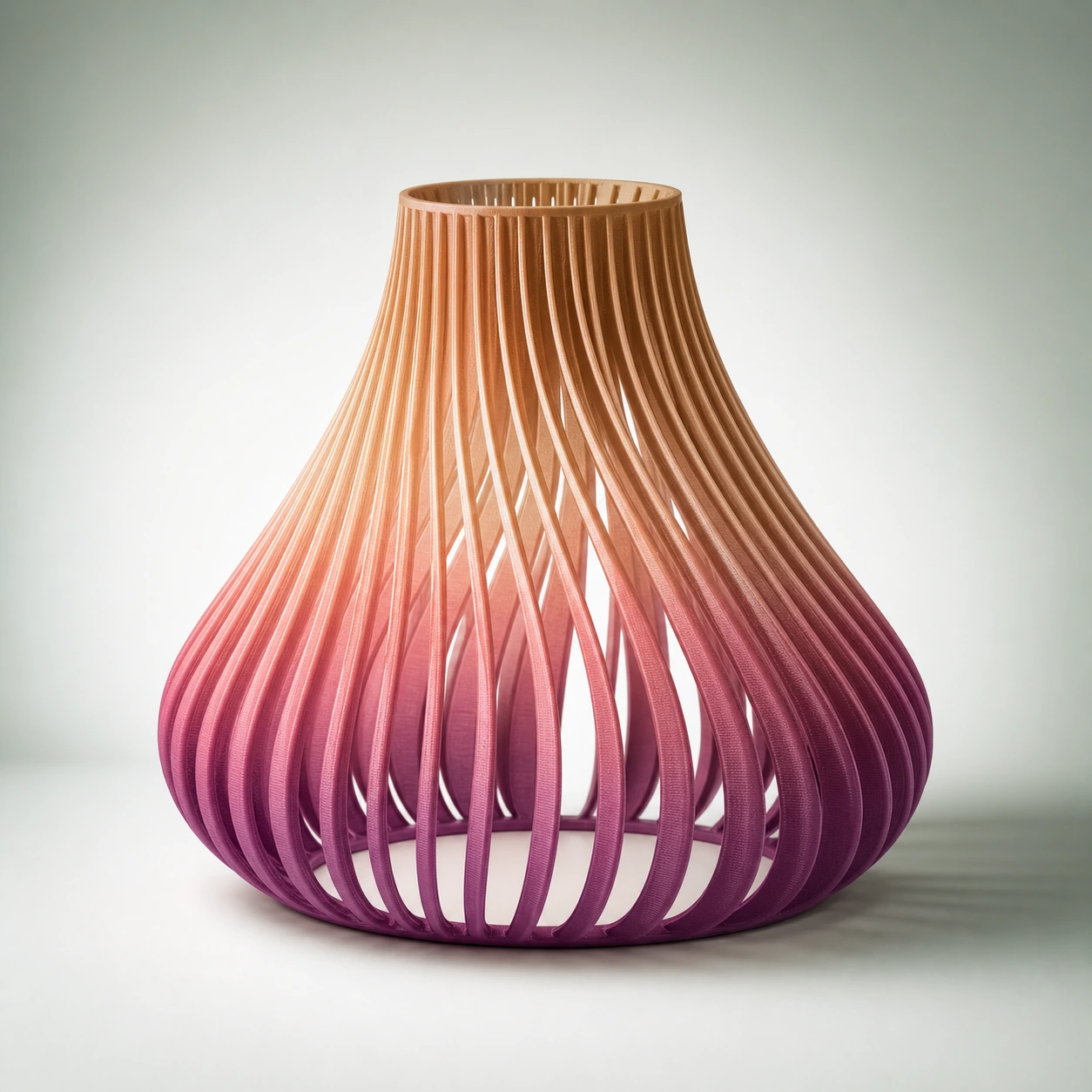 Gradient Silk Air PLA Basic Gradient: open parametric 3D-printed lampshade with flowing vertical fins