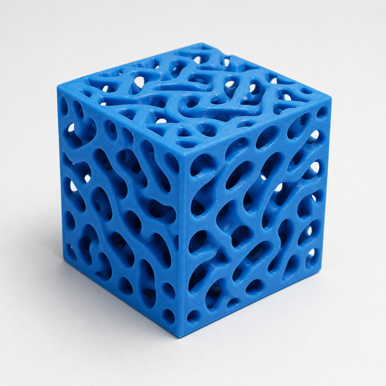 Azure Blue PLA Basic continuous lattice cube reference