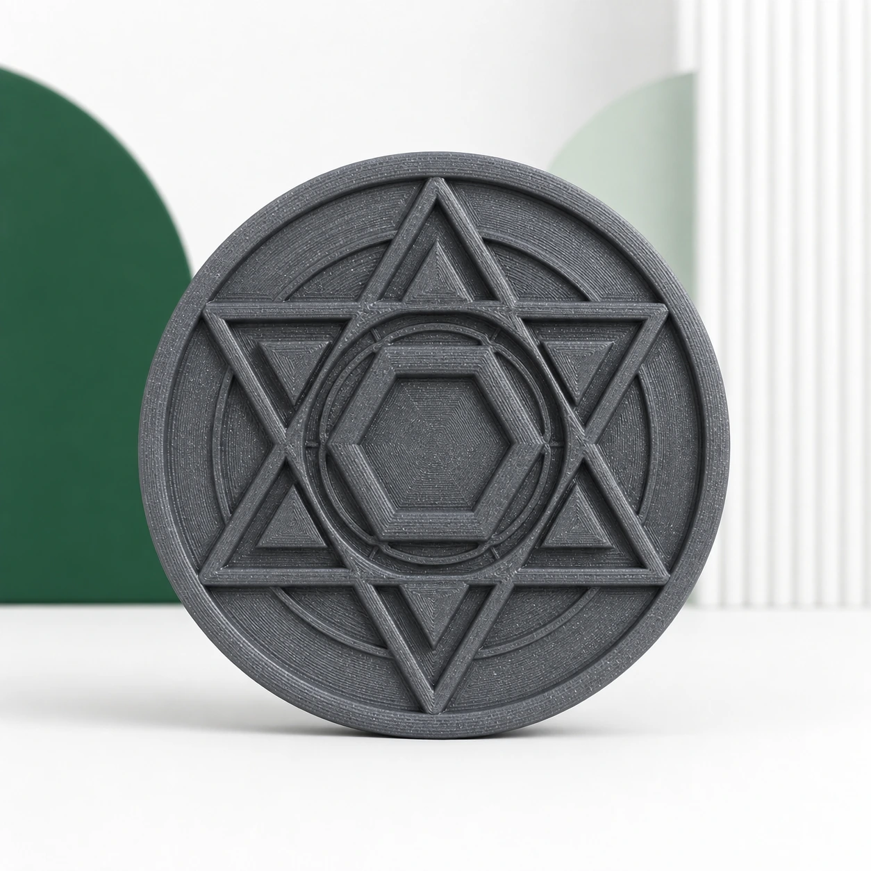 Galaxy Dark Grey PLA Galaxy unlettered geometric FDM relief medallion