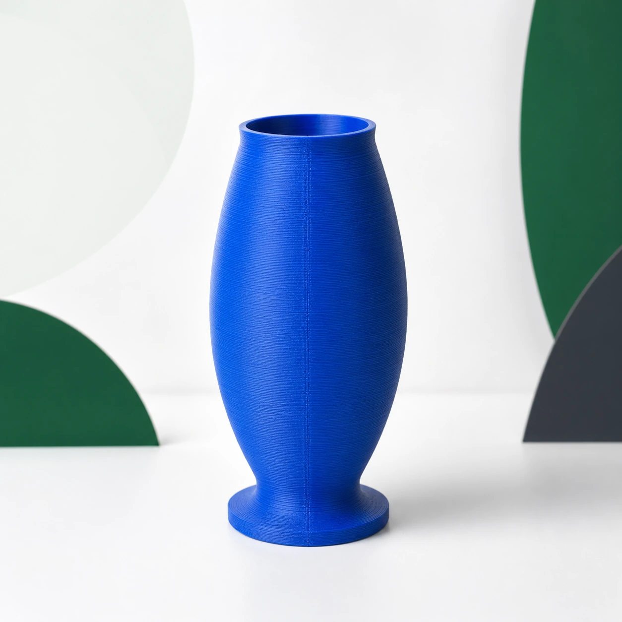 royal blue PLA Tough+ complete seam-position review vessel with a narrow oval body and stable flanged foot