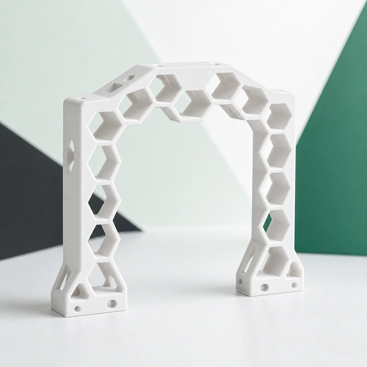 cool white PLA Tough+ honeycomb bridge frame