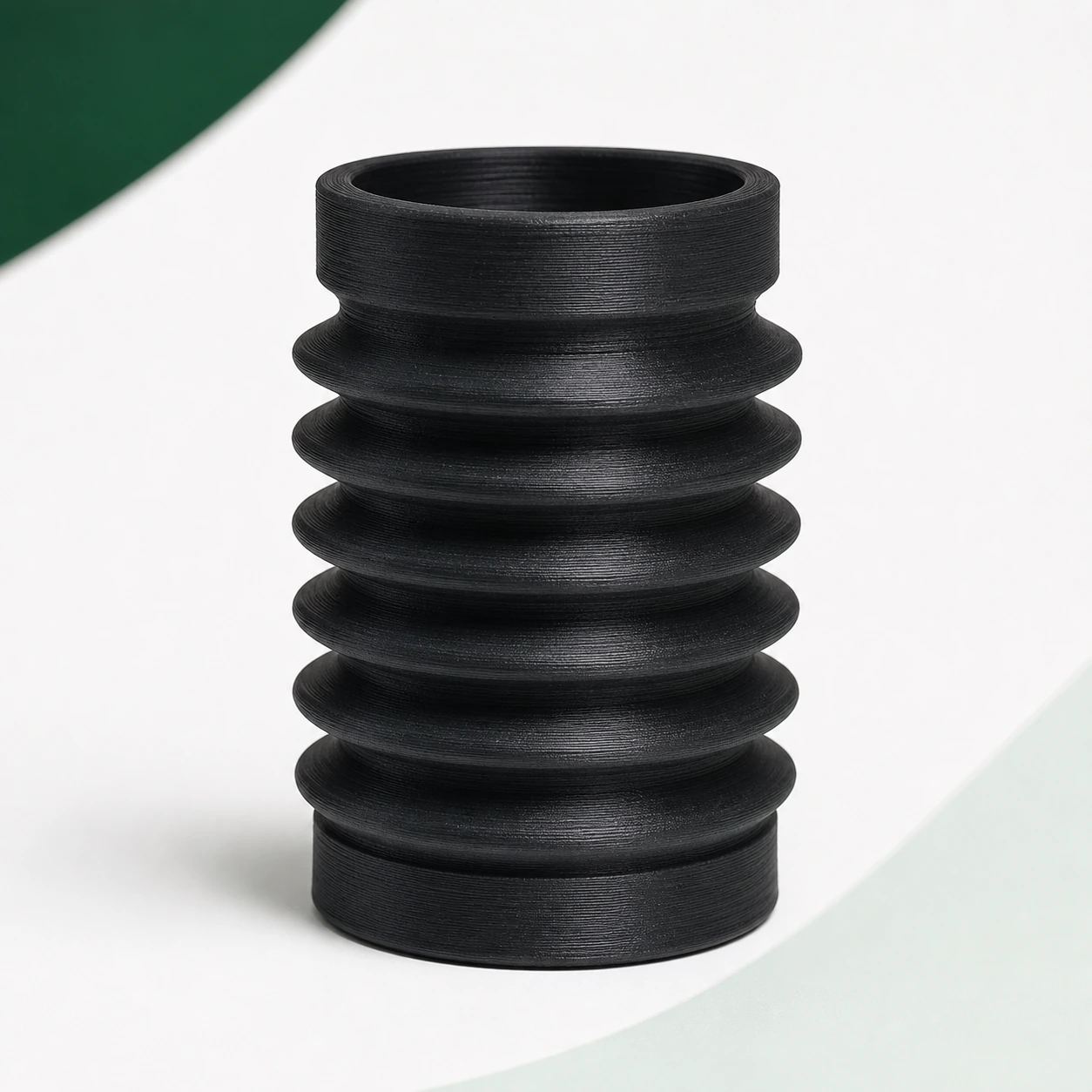 Midnight Black TPU Flexible 3D-printed flexible bellows hose for material reference