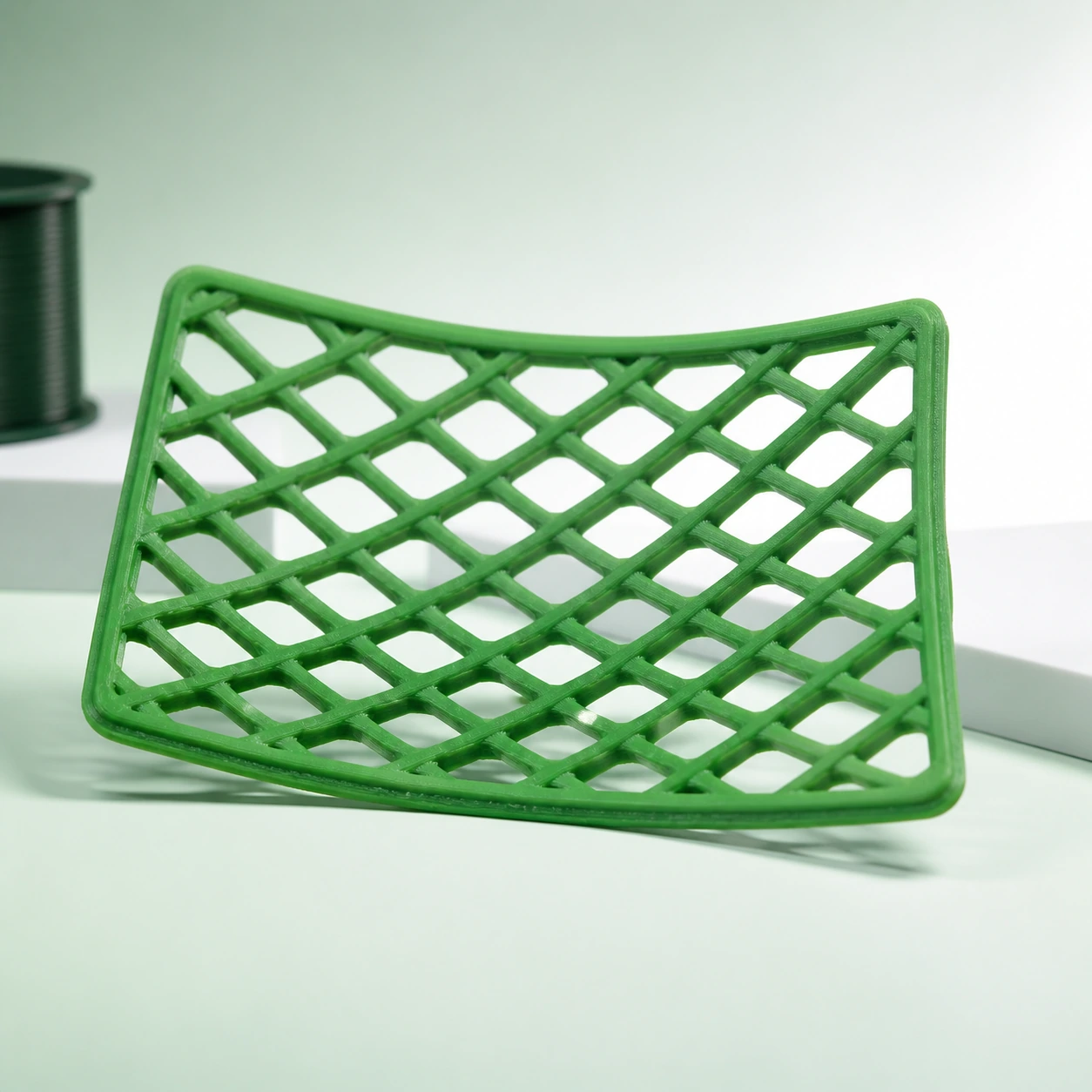 Grass Green TPU Flexible 3D-printed flexible lattice grille for material reference