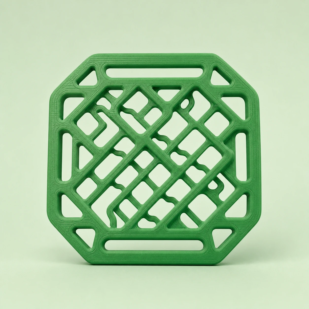 Grass Green TPU Flexible FDM 3D printing of a lattice grille for 3D-printing path reference