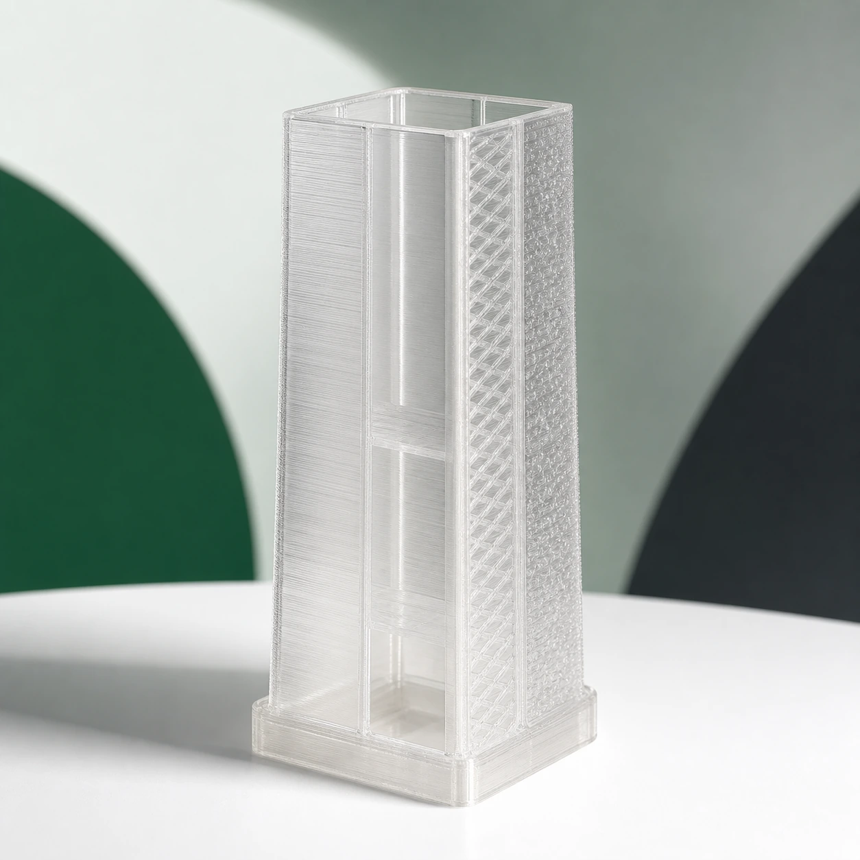 natural clear PLA Translucent hollow thin-wall calibration tower with four wall zones
